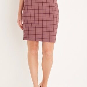 Women’s Plaid Bengaline High Rise Pencil Skirt -Burgundy.  NWT